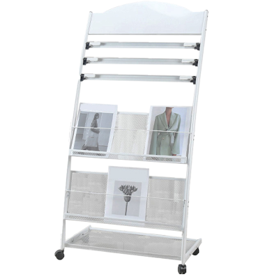 班龙钢制报刊架63*36*126cm白色个