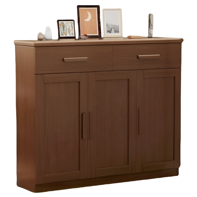 乐琪艺 实木鞋柜 胡桃色三门 个