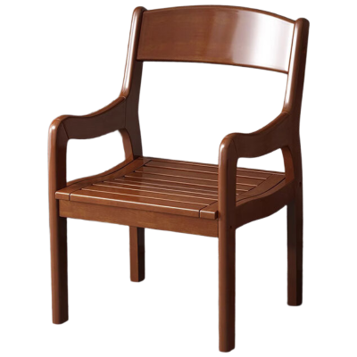 质凡橡胶木中式实木电脑椅书房带扶手靠背椅 435*460*840mm