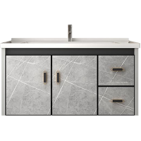 古达岩板太空铝合金卫生间陶瓷一体洗漱台面池洗手盆洗脸盆浴室柜组合