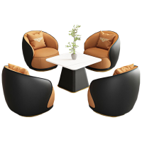 锦北 洽谈沙发轻奢售楼处谈判沙发洽谈桌接待桌椅组合 方桌+4沙发