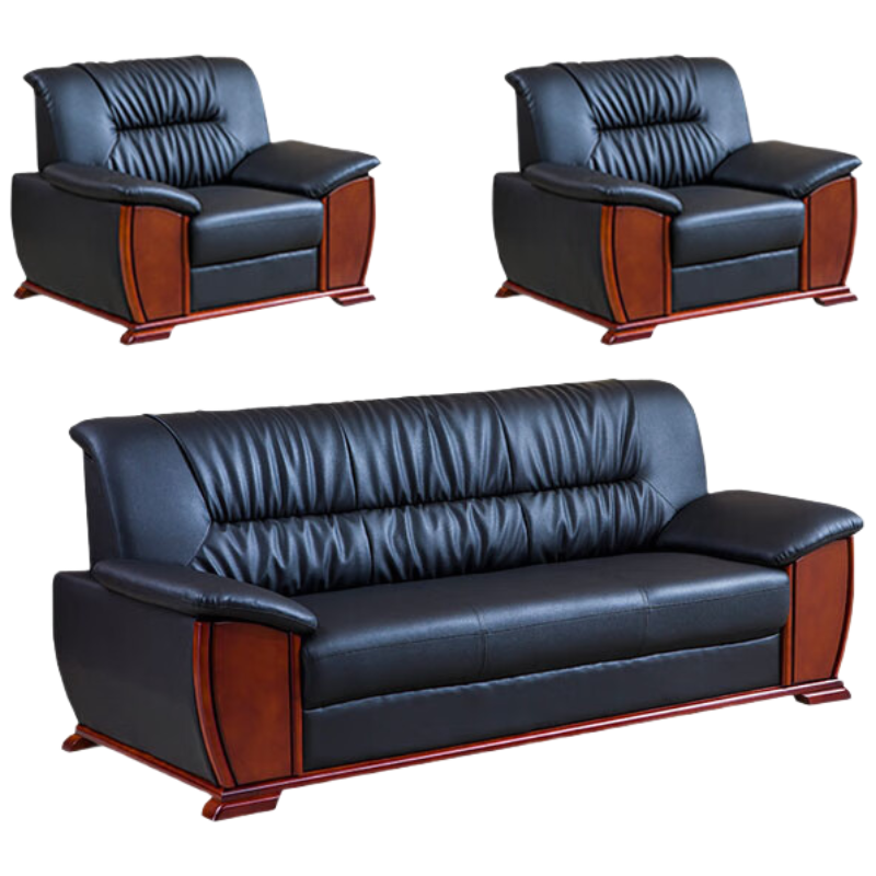 锦北 办公沙发老板皮沙发商务会客接待会议沙发组合 西皮1+1+3