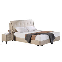 梦轻扬头层牛皮意式轻奢主卧1.5米1.8软包靠背皮艺实木大床双人床