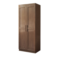 圣德列实木衣柜卧室收纳衣橱对开门小户型储物柜子家用挂衣柜二门