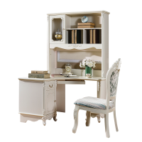 左右实木书桌带书架书柜一体组合主卧室房间办公桌台式电脑桌转角书桌中学生成人学习写字桌子