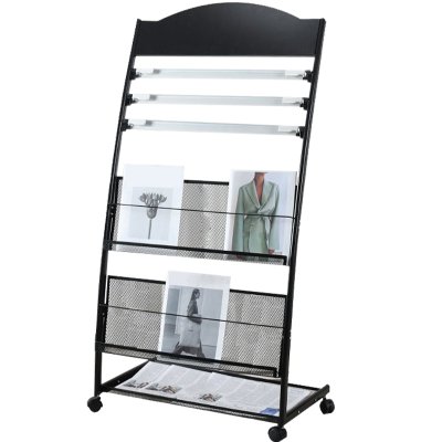 班龙钢制报刊架63*36*126cm黑色个