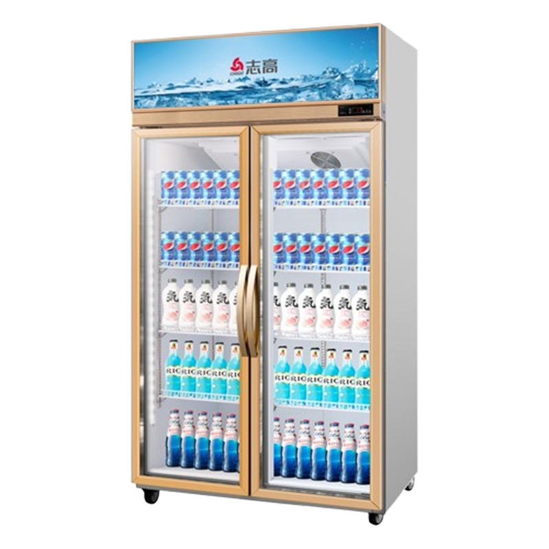 志高(CHIGO)饮料展示柜双三门风冷无霜超市冰箱饮料柜冷藏保鲜柜_轻奢风冷双门538L上机组✨带自蒸发系统黑红色