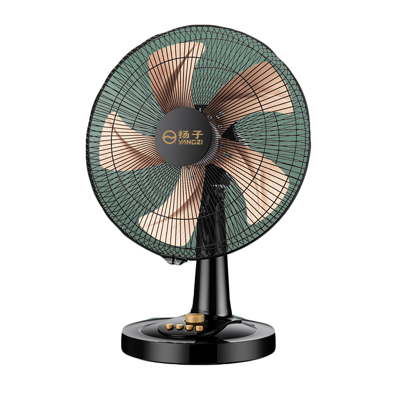 扬子电风扇台扇家用宿舍大风力台式桌面办公室宿舍学生摇头小电扇 12寸黑色铝叶3米电源线