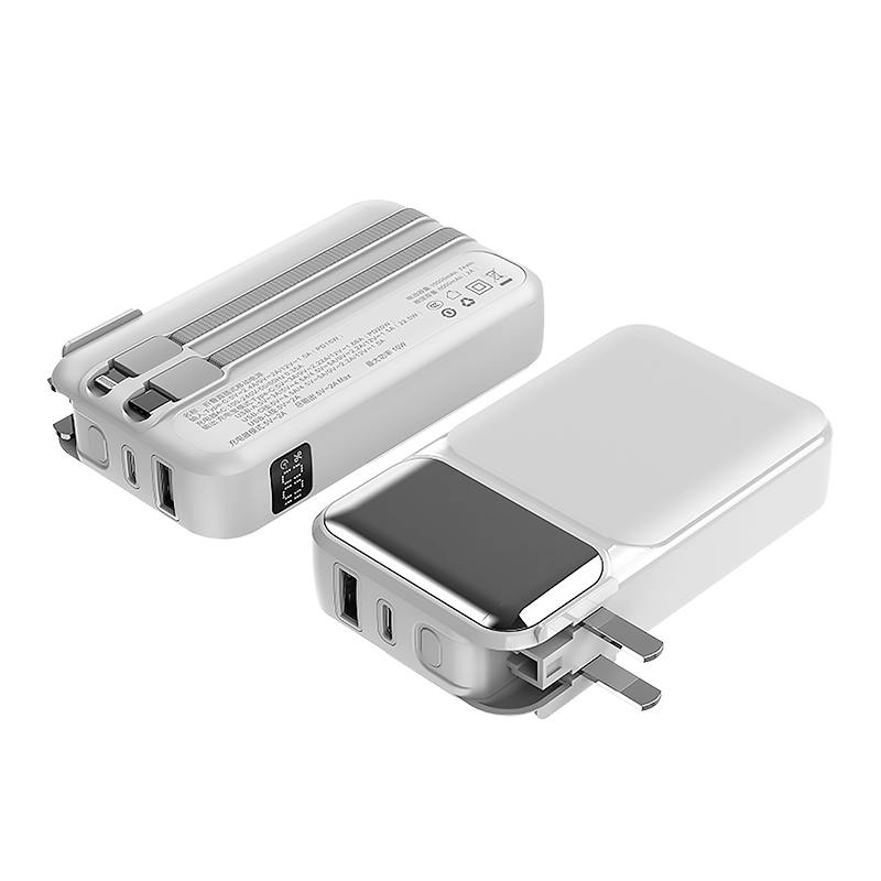 十足酷 SZK-AC10 折叠直插式快充移动电源10000mAh白色