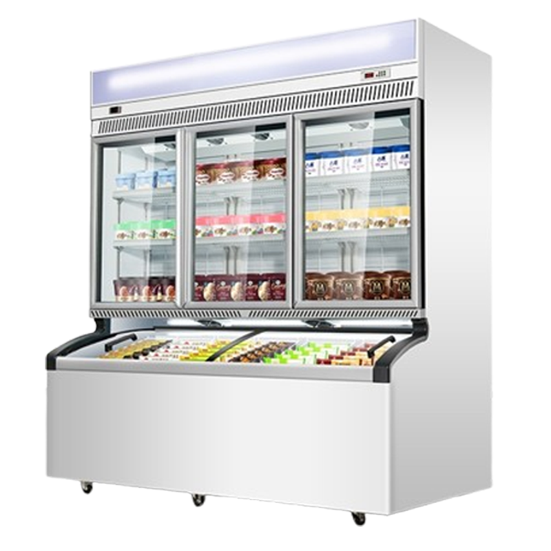 某便利店子母柜商用饮料雪糕冰激凌榴莲饺子冰粥机冷藏冷冻一体展示柜_1.9m旗舰款月光白冷藏冷冻一键切换三层钢化玻璃