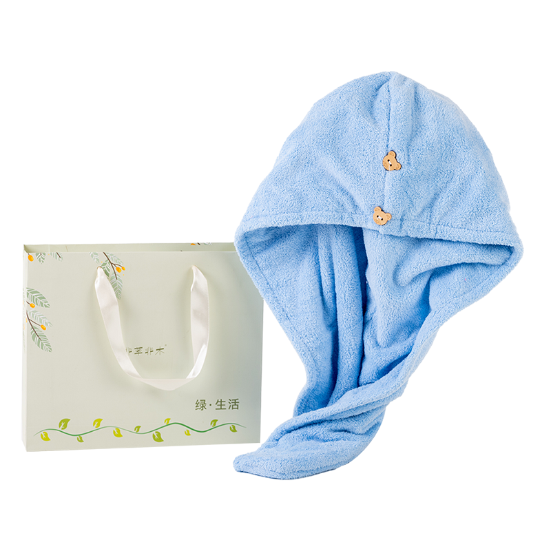 非草非木 双层加厚速干吸水毛巾洗头包头发浴帽 雪绒加厚干发毛巾浴帽 62.5*25cm 条