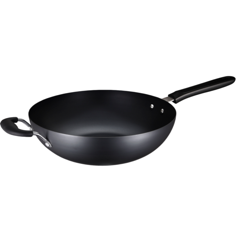 爱仕达(ASD)明火无涂层精铁炒锅不带盖 LZ8434 大铁锅家用圆底炒菜锅燃气明火专用 拍6只发一箱(单只不发)