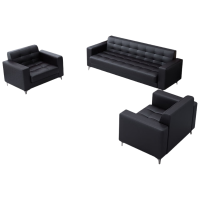 锦北 办公沙发商务接待会客皮沙发办公室商务洽谈沙发组合 西皮1+1+3