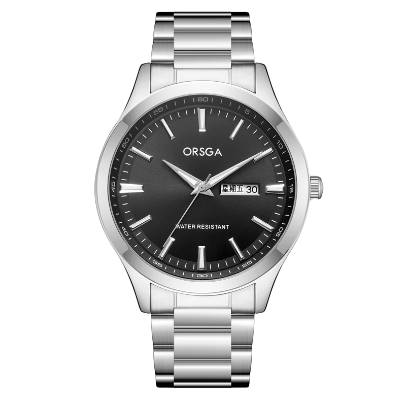 ORSGA手表男简约男士手表双日历时尚休闲经典学生男表石英表腕表1165G