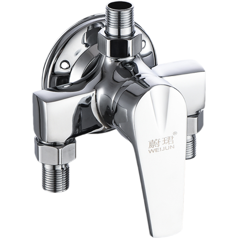 蔚珺全铜明装混合水阀大四方三角淋浴通用型个