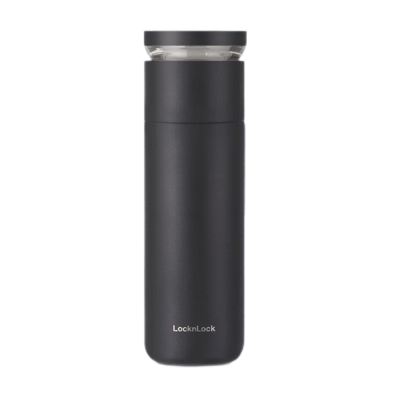 乐扣乐扣茶水分离保温杯水杯男泡茶316不锈钢ins简约440ML黑色