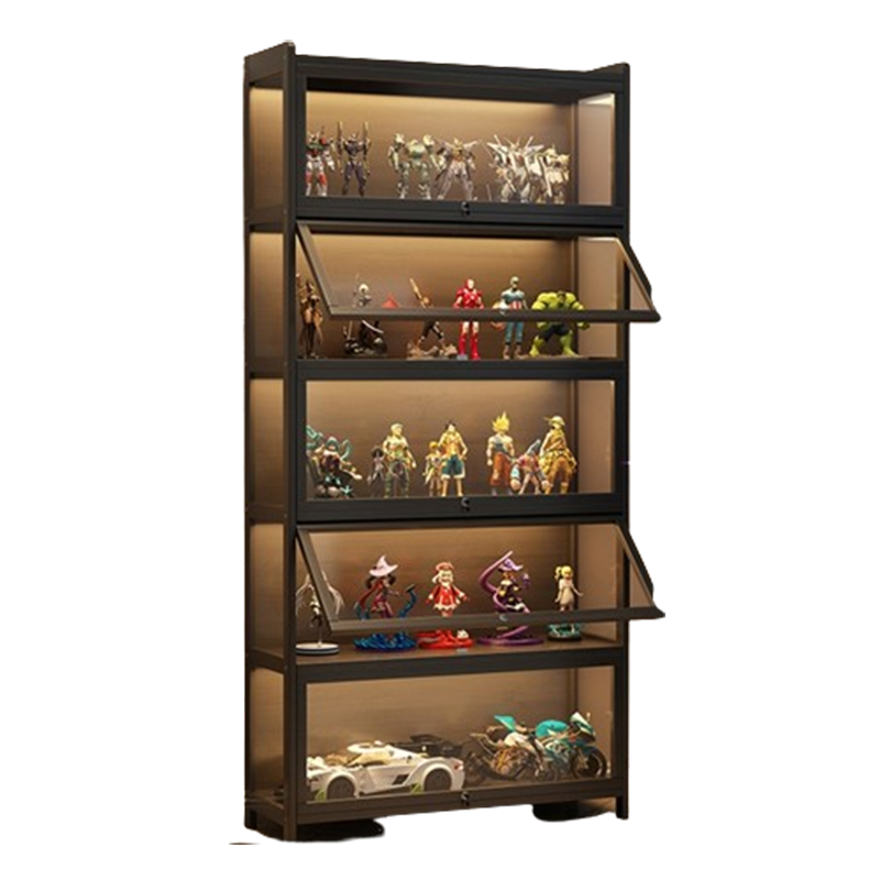 手办展示柜带锁带灯家用防尘亚克力透明模型玩具盲盒陈列柜摆件架