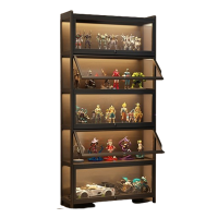 手办展示柜带锁带灯家用防尘亚克力透明模型玩具盲盒陈列柜摆件架