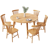 班龙餐桌1.2m+6椅原木色套