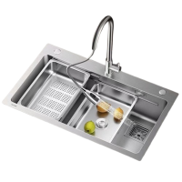 古达手工水槽大单槽304不锈钢拉丝洗菜盆厨房洗碗池家用洗碗槽台下盆