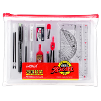 宝克(BAOKE)KS001 学生考试套装 (绘图套尺+中性笔+涂卡铅笔+笔芯+橡皮+圆规) 1套