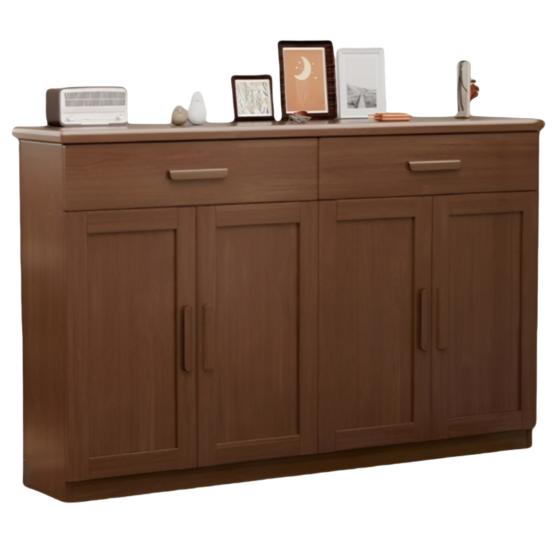 乐琪艺 实木鞋柜 胡桃色四门 个