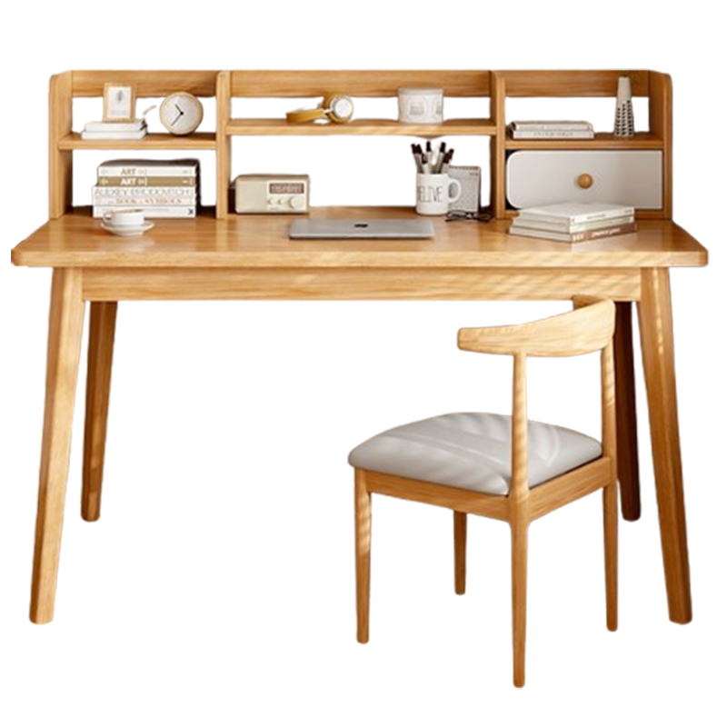 如华福禄书桌书架一体桌台式电脑桌腿家用办公桌卧室学习写字桌工作台