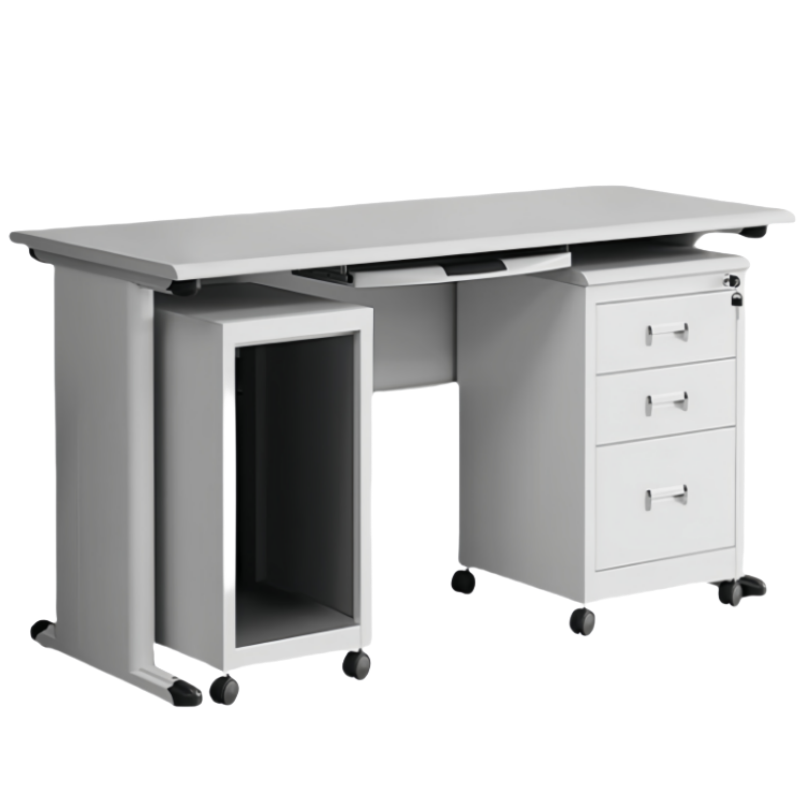 攸形钢制办公桌+1柜+键盘托120*60*75cm套