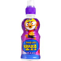 {蓝莓味*3]韩国进口啵乐乐儿童饮料Pororo果汁果味苹果蜜桃宝露露饮品235ml*3
