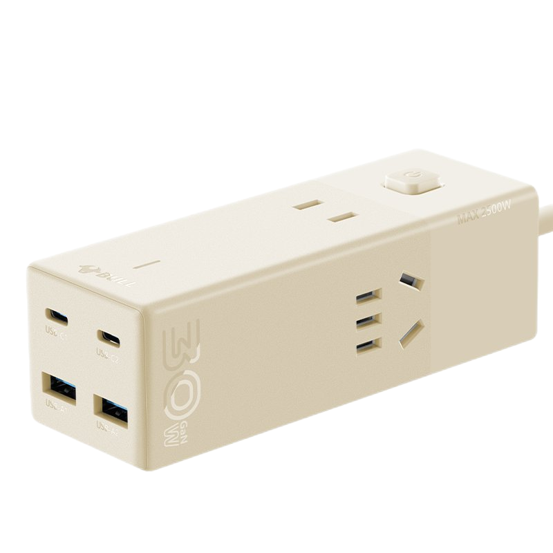 公牛(bull)MC1303M 陨星岩1.5m 30W桌面插座智能氮化镓数显小电舱多功能充电转换器插排插座