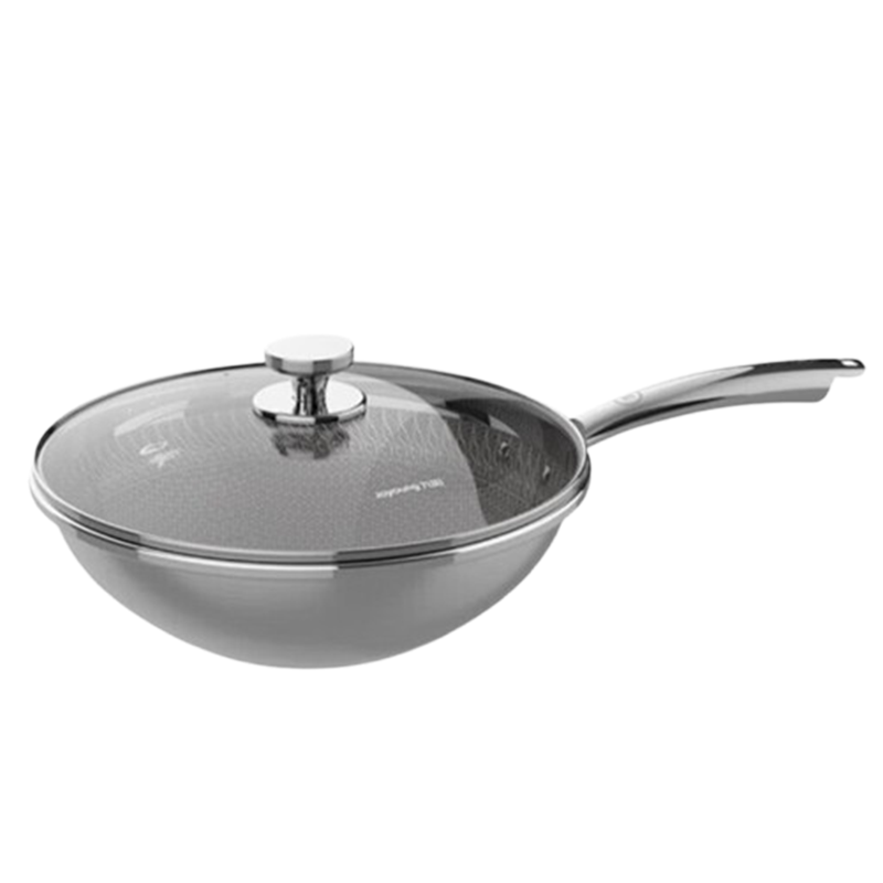 九阳炒锅32cm不锈钢蜂窝轻油少烟炒菜锅CF32-C775(GB)