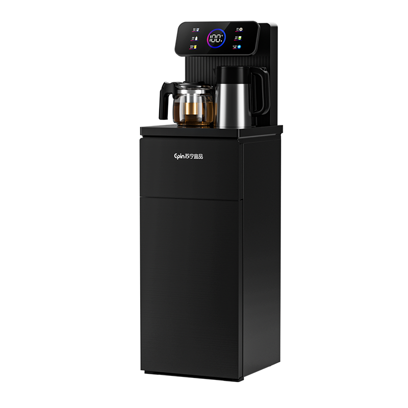 苏宁宜品立式智能饮水机家用下置水桶多功能全自动桶装水茶吧机-黑色语音遥控冰热双壶双出水-SNYP013(非触屏)