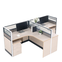烁恒 办公桌 T型2人位+柜 套