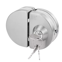 如华福禄玻璃门锁免开孔办公室月牙锁具商铺双开地锁单门不锈钢框推拉门