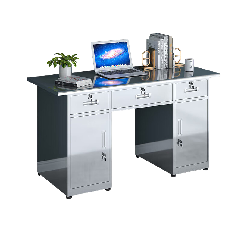 曌梵不锈钢办公桌1.2米三斗二门张