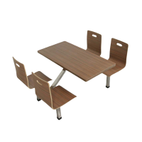 沣涢 职员餐桌 不锈钢连体餐桌 四人位 张