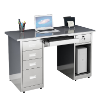 曌梵不锈钢电脑桌1.6米五斗一空键盘托张