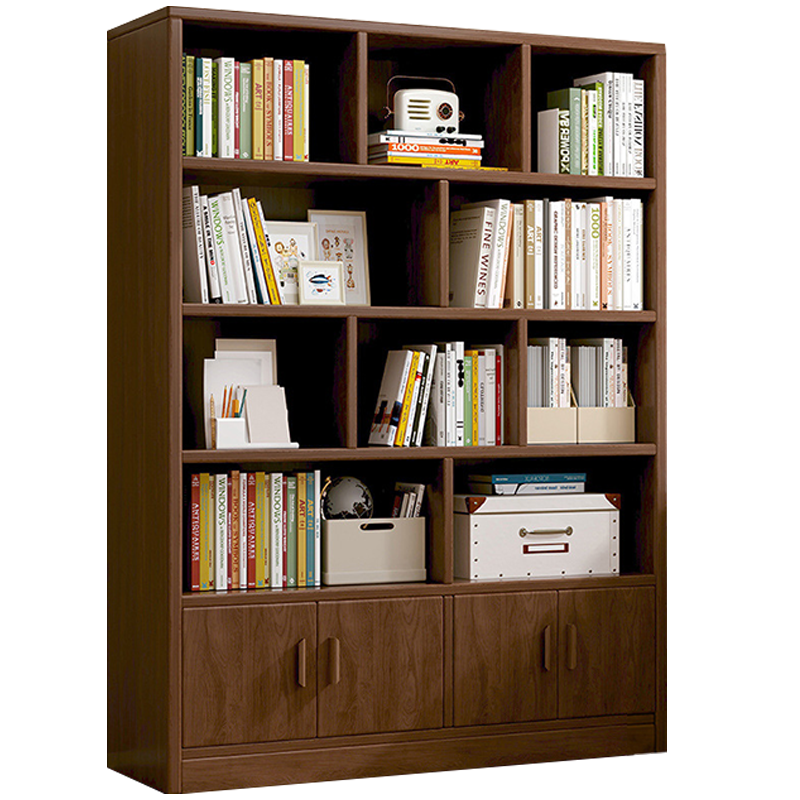 班龙实木书柜140*30*180cm胡桃色台