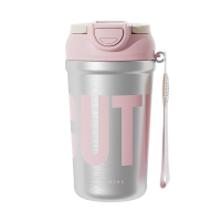 简约吸管保温杯316不锈钢水杯上班族办公室咖啡杯夏季保冷双饮杯子