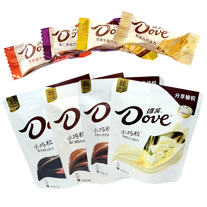 德芙Dove德芙巧克力84g袋装德芙香浓黑巧克力牛奶巧克力奶香白巧克力3款口味可选留言备注