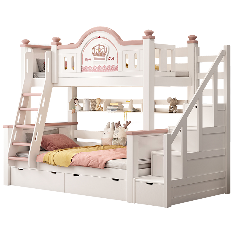 欧梵森 上下床现代简约简易床全实木儿童床子母床樱桃木上下床双层床高低床成人床大人床成年床多功能母子床上下铺木床宿舍床