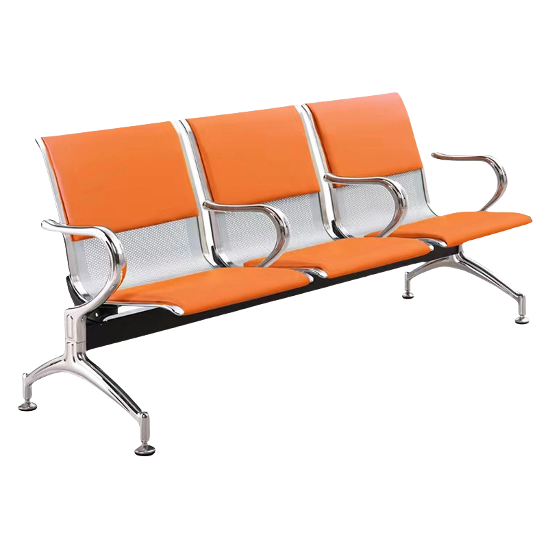 珂洋 公共座椅 三人位+橙色皮垫+中间扶手 张