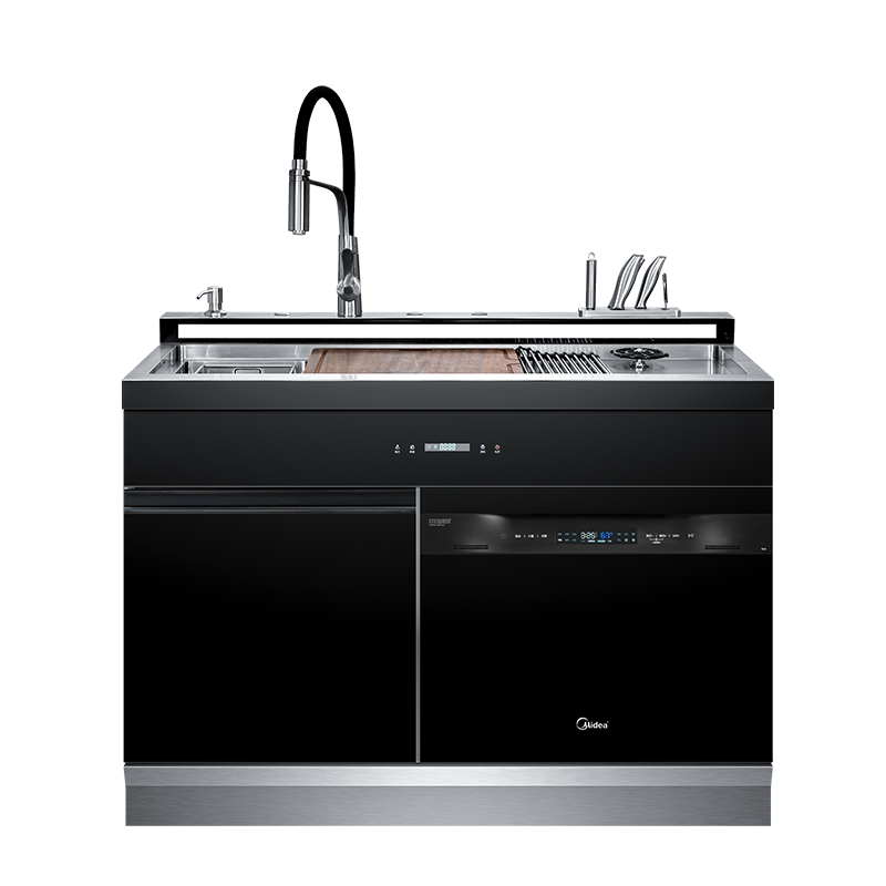 欧诚1100大户集成水槽洗碗机一体家用厨房超声波多功能洗菜盆智能独立保洁柜+洗杯器(H3))