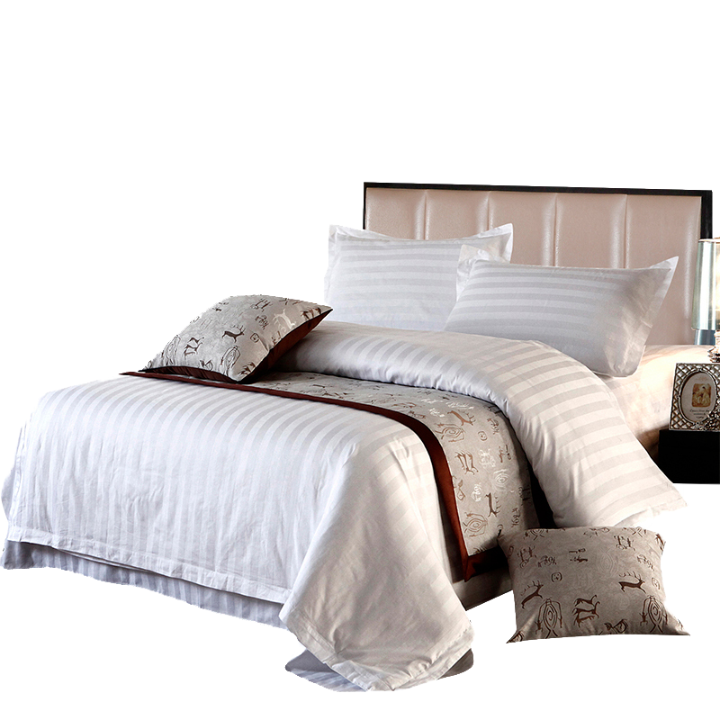 伊伊爱酒店公寓值班室白色缎条六件套1.2米床