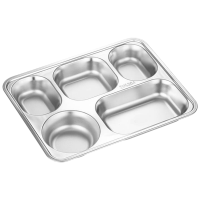 皆尔 餐盘 304不锈钢 浅款大五格 个