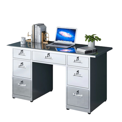 曌梵不锈钢办公桌1.6米七斗张