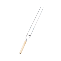 野猪林烧烤签子U型不锈钢烤叉(小原木柄双签)50支装