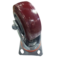 DERKAHE 重型手推车聚氨酯轮 φ100×50(4寸) 万向刹车款 个