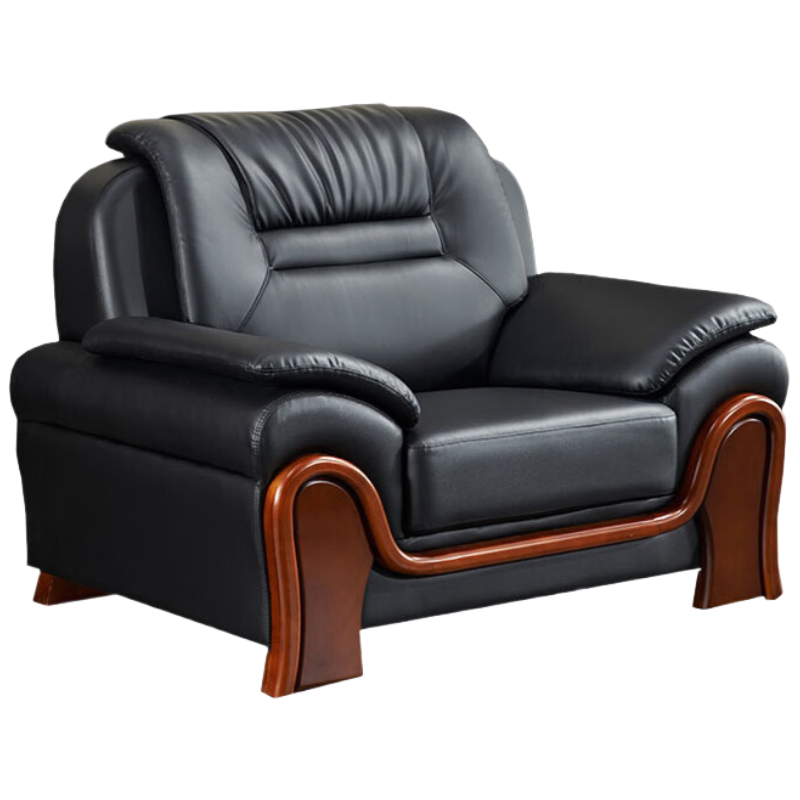 戴劲 办公沙发会客区皮沙发办公室中式商务沙发组合 西皮单人位