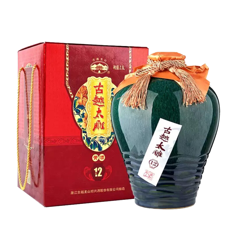 古越龙山 绍兴黄酒 库藏十二年太雕 半甜型 2.5L 坛装